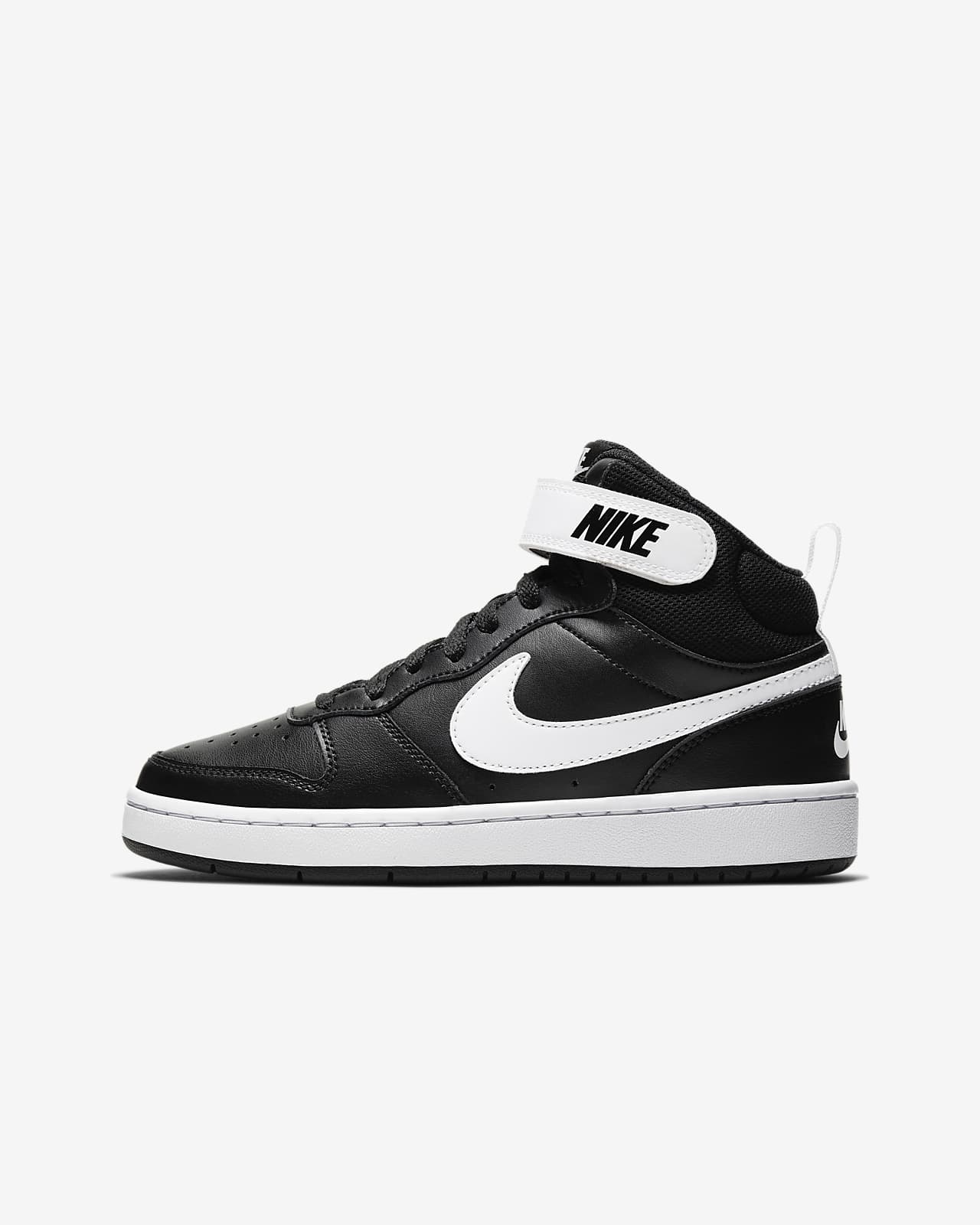 nike court borough mid 2 gs black
